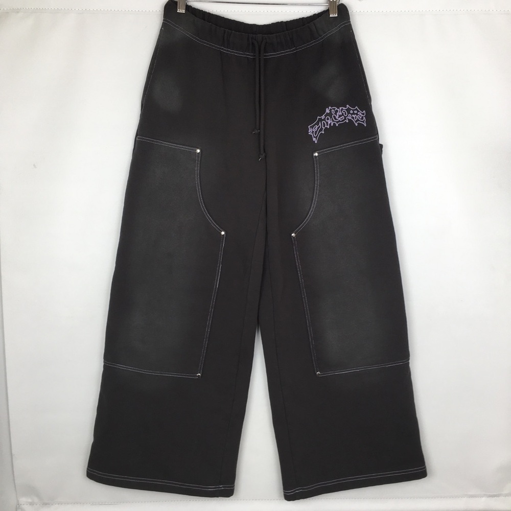 Empyre Y2K Whitney Workwear Baggy Sweatpants Wide Leg Black Size Medium Zumiez